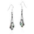 thumbnail image 5 of Ornate Marcasite & Oval Abalone Shell Inlay Sterling Silver Dangle Earrings, 5 of 5