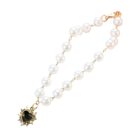 Pet Necklace Vibrant Color Waterproof Resin - Imitation Pearl Necklace Colorful Love Heart Pendant - Pet Supplies