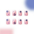 thumbnail image 6 of HHBEAUTY 24Pcs Blue and Pink Flowers Press on Nail Square Short Fake Nails Light Pink False Nail Glossy Full Cover Stick on Nail Acrylic Spring Floral Artificial Nails for Women Girls Glue on Nail, 6 of 6