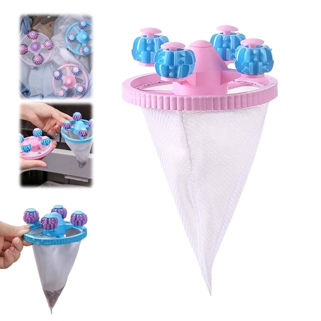 Tyeign Collecteur Flottant de Poils d'Animaux pour Lessive, Attrape-Charpie en Maille Réutilisable, Sac Filtre Flottant pour Laveuse et Sécheuse, Collecteur de Débris Lot de 3 pour Propriétaires de Chiens et Chats, 1 Filtre