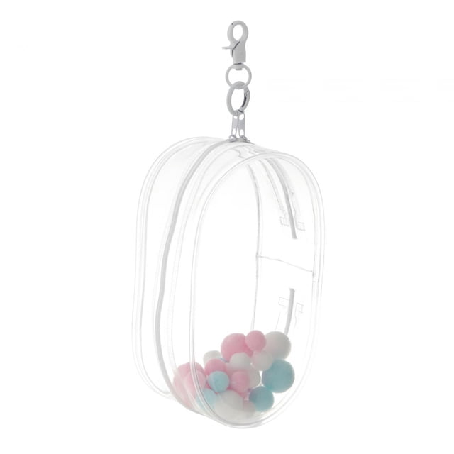 Vitrina transparente Strade Fareast Limited para muñecas con llavero y cremallera rosa