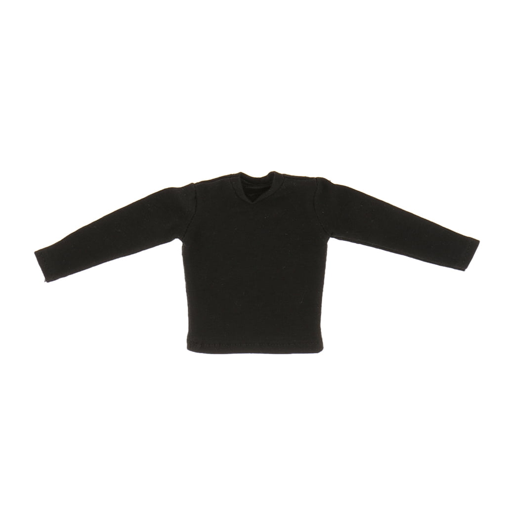 Black 1/6 Scale Men's Long Sleeves T-shirt For 12" Action Figure Body Toys 