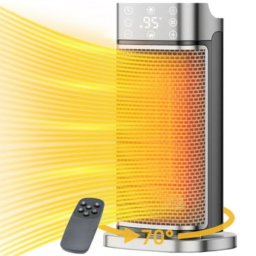 SHYUJAJIE 16" Space Heater Indoor, 1500W Fast Quiet Heating, Oscillating Ceramic Electric Heater with Remote, Temperature Adjustable, Safety Tip-Over Protection, 12H Timer, Portable Heaters for Home