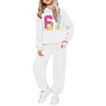 thumbnail image 4 of XAOFW Kids Outfits Girls 6 7 Number Print Hoodie Pants Two Piece Comfy Playwear Long Sleeve Hooded Fashionable Cozy Party Night Clothing Sets, 4 of 4