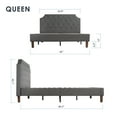 thumbnail image 3 of Mellow MAVN Upholstered Platform Bed, Modern Tufted Headboard, Real Wooden Slats and Legs, Dark Grey, Queen, 3 of 8