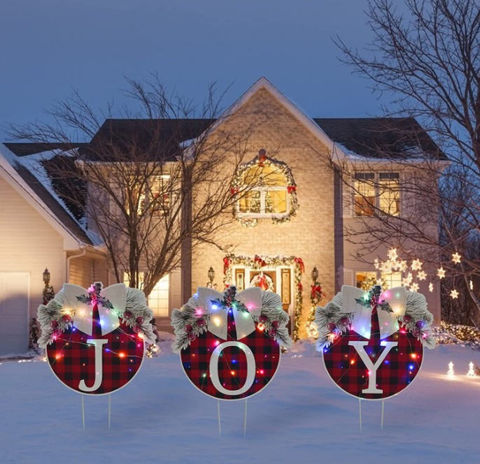 HEQUSIGNS Christmas Joy Yard Sign Decorations Outdoor, Joy Holy