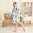 thumbnail image 4 of FORMRS Niños Bathrobe Unisex Hooded Robe Soft Plush Pajamas Sleepwear, Size 10-12T, Red Triangles, 4 of 7