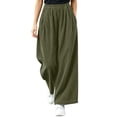 thumbnail image 3 of Tqcoqu Women's Corduroy Wide Leg Pants, Elastic High Waist Loose Casual Long Trousers with Side Pockets, 3 of 10