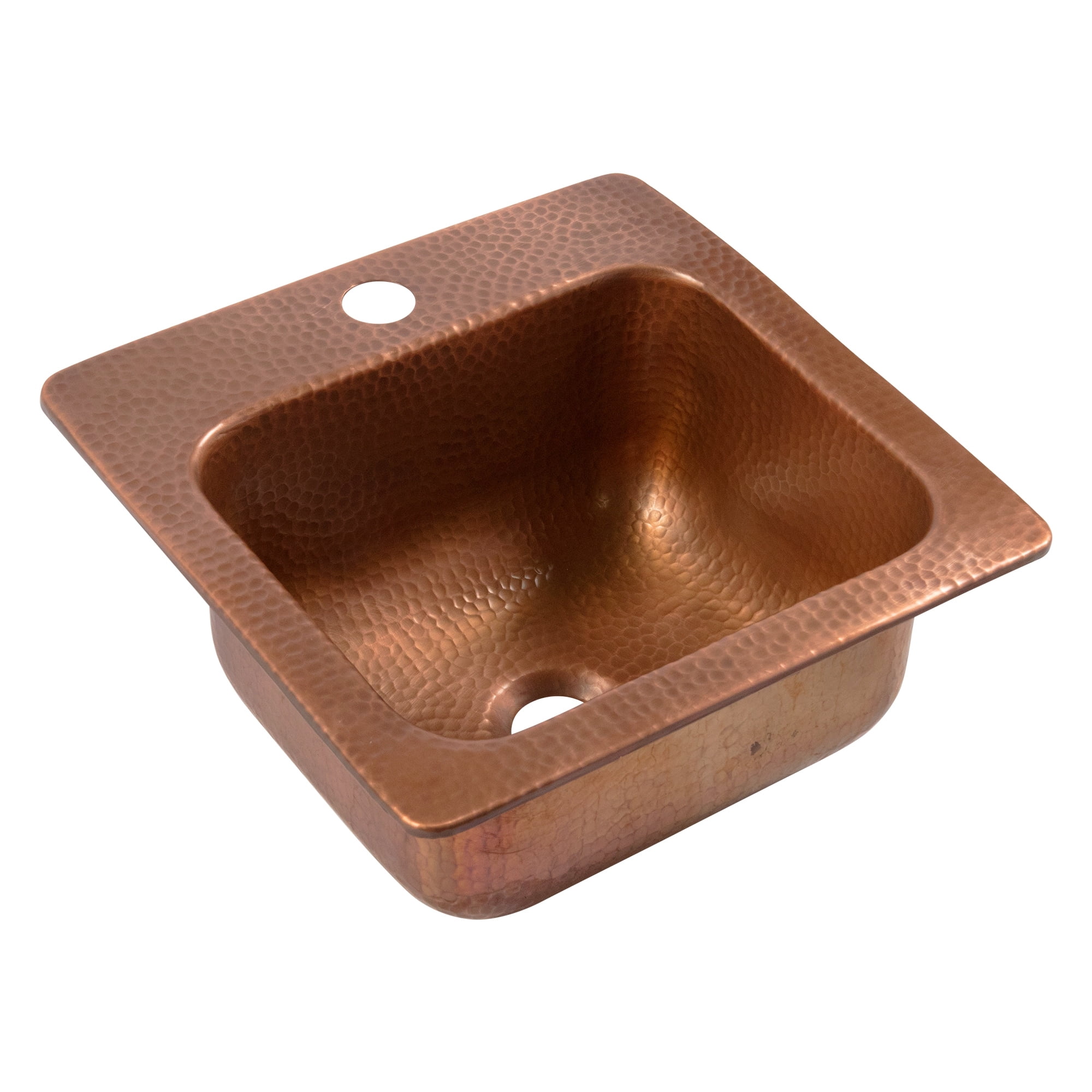 Sinkology Angelico Copper 15" Single Bowl Drop-In Kitchen Sink with 1 Hole