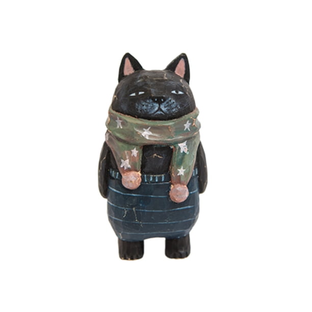 Injueey Adornos de gatito de Delicado grabado a mano Gato de Estilo simple Ligero Pequeñas decoraciones Gatos Muñecas Niñas Regalos Kits y herramientas para tallar Gato negro Injueey HA073295-03