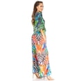thumbnail image 3 of Sakkas Maribel Women's Maxi Caftan Dress Short Sleeves V Neck Long Loose Casual - 564-Multi - S/M, 3 of 5