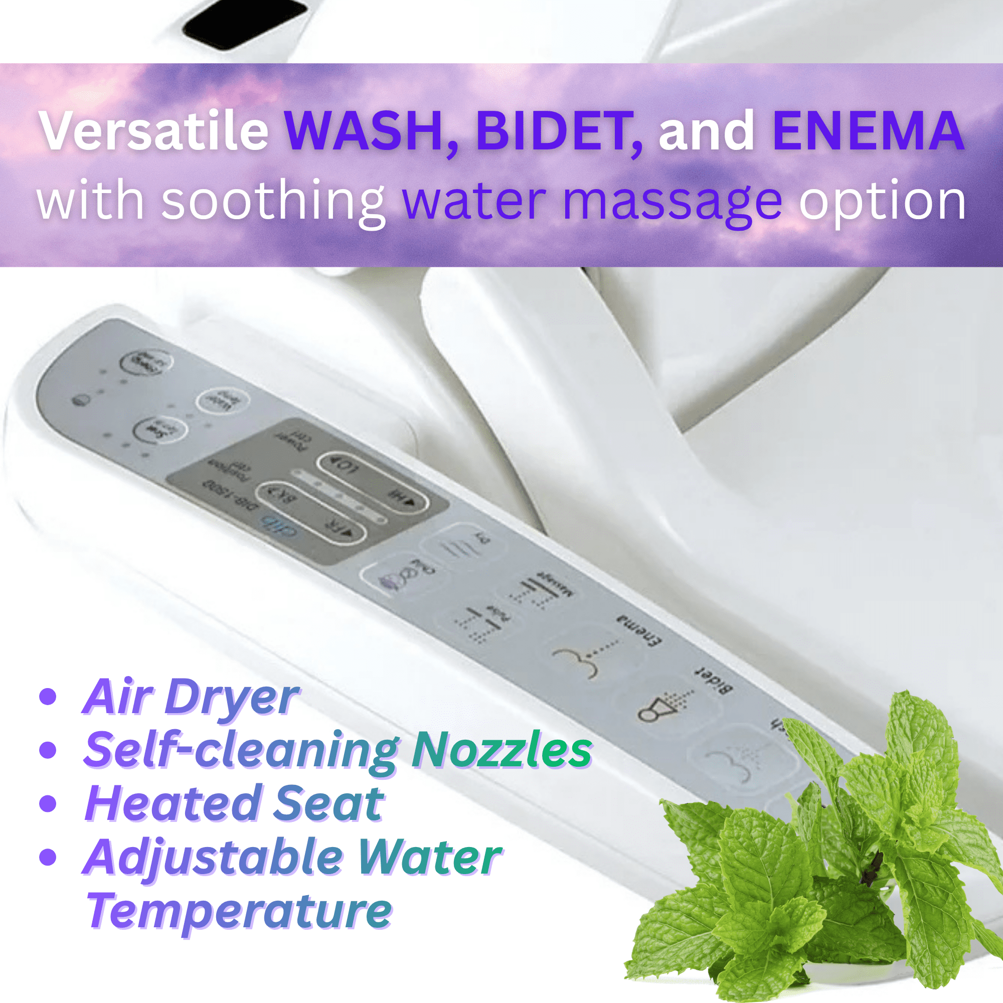 Daiwa Felicity Washmate Deluxe Bidet Toilet Seat Attachment W/ Heated Seat and Hygienic Nozzles (Elongated)