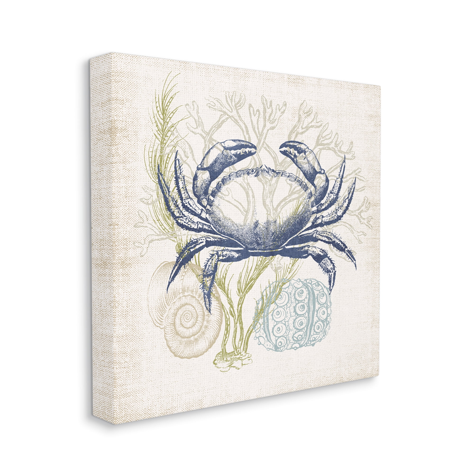 Stupell Industries Layered Sea Life Crab Marine Botanical Patterns Graphic Art Gallery Wrapped Canvas Print Wall Art, Design by Victoria Barnes