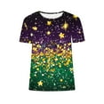 thumbnail image 5 of Cadancy Mardi Gras Tshirts Women Rave Party Holiday Graphic Crew Neck Short Sleeve Tops Funny Trendy Casual Loose Blouse Glitter Carnival Outfits, 5 of 5