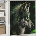 thumbnail image 6 of Orinice Wolf Green Eyes Black Background Bathroom Decor Set with Hooks, Polyester Fabric Shower Curtain, 100% Polyester Chic Modern Fashion Shower Curtain 69x72, 6 of 7