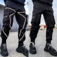 thumbnail image 3 of Pantalones cargo negros multibolsillos para hombre, estilo hip hop, para senderismo al aire libre, color blanco, talla grande, estilo Y2k, estilo emo oversize, 3 of 5