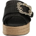 thumbnail image 2 of Sam Edelman Celia Black Raffia Slip On Squared Open Toe Wedge Heeled Sandals (Black Raffia, 7), 2 of 6