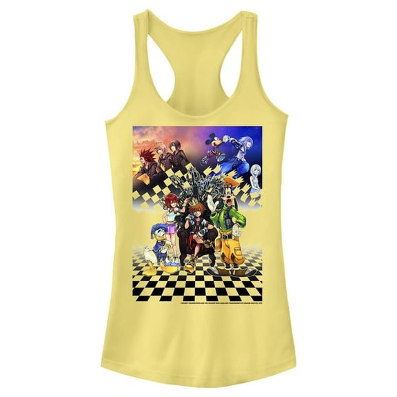 Junior's Kingdom Hearts 1.5 Box Art Racerback Tank Top Banana Large