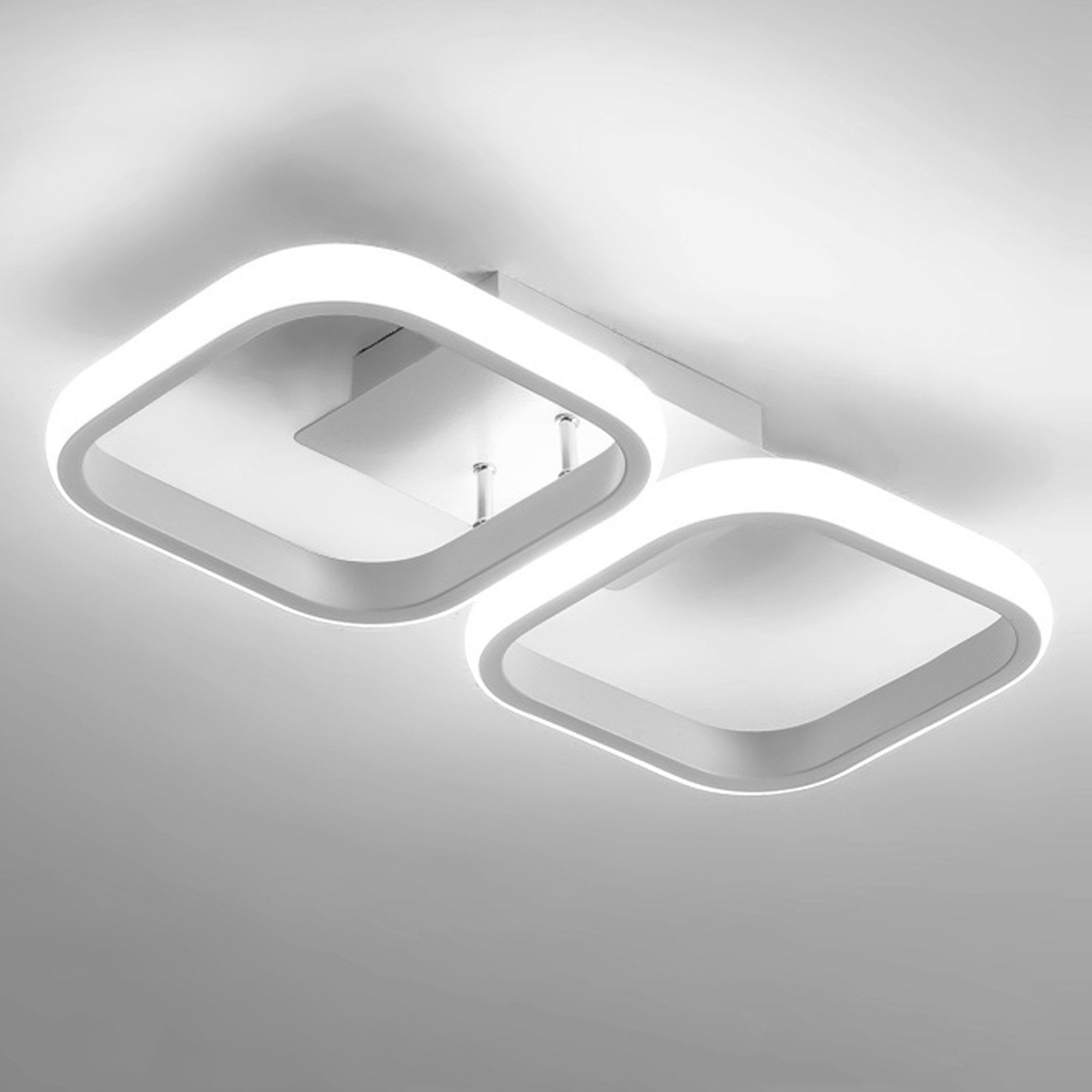 ADISUN LED Ceiling Light Modern Flush Mount Ceiling Lamp for Cloakroom Bedroom Balcony 22W (Cool Light) White, Double Square