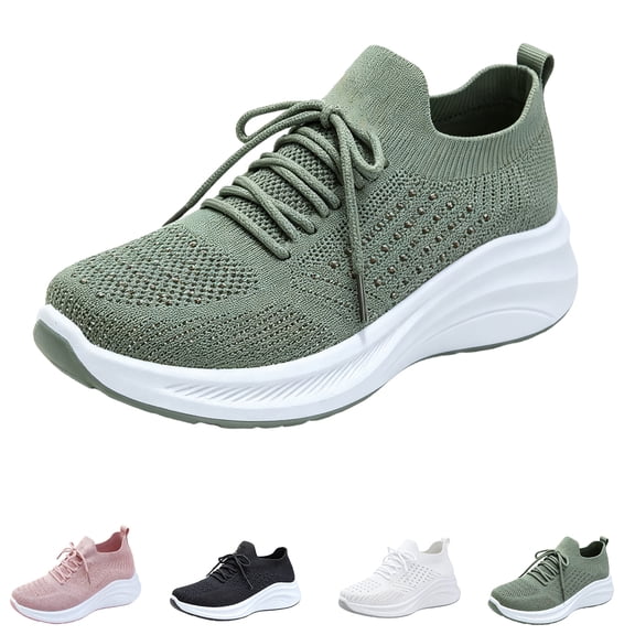 Domzle Running Shoes Women Sneakers Tennis Non Slip Walking Gym Workout | Slip on Athletic Breathable Work Comfortable Fashion Light Sport Casual Jogging Hiking Shoe White