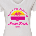 thumbnail image 4 of Inktastic Summer Enjoy the Sunshine Miami Beach Florida in Pink Women's V-Neck T-Shirt, 4 of 5
