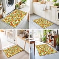 thumbnail image 4 of Entryway Rug 2'x3', Green Orange Kitchen Runner Rugs Non-Slip Carpet Mats, Summer Botanical Leaves Watercolor Checkered Bedside Rugs Runners Washable Floor Carpet for Bathroom Laundry Room, 4 of 8