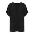 thumbnail image 5 of Antinious Summer Tops for Women Trendy,Sweatshirt for Women,Ladies Solid Crewneck Button-down Short Sleeve Casual Top,Black,XXXXXL, 5 of 5
