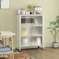 thumbnail image 4 of Gymax 4-Tier Kitchen Bakers Rack Microwave Stand w/ Flip Doors Universal Wheels White, 4 of 10