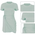 thumbnail image 6 of Women's Crewneck Bodycon Dress Short Sleeve T Shirt Dress Tie Waist 2021 Summer Casual Mini Dress S-XXL, 6 of 7