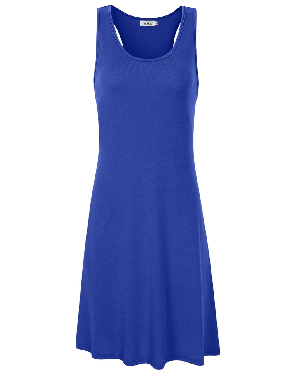 LUNSY Women's Casual Sleeveless Round Scoop Neck Tank Dress