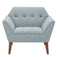 thumbnail image 4 of Mid Century Modern Accent Chair, Oversized Lounge Armchair with Button Tufting Backrest, Side Sitting Chairs with Tapered Wood Legs for Living Room, Bedroom, Guest Room, Light Blue, 4 of 7