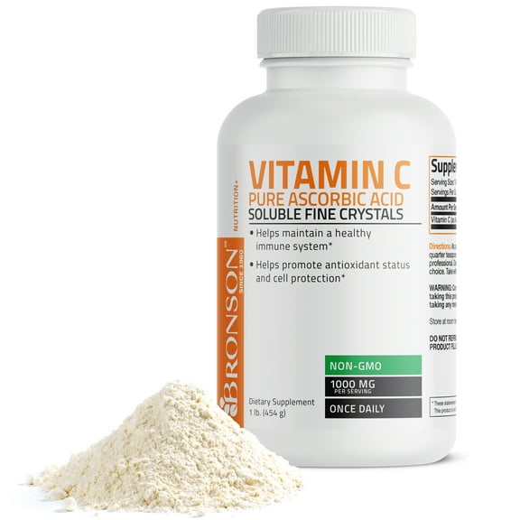 Bronson Vitamin C Crystals (Powder) GMO Free Ascorbic Acid , 1 Lbs (16 Ounces)