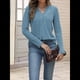 thumbnail image 4 of Suéter de Mujer con Cuello en V y Larga, Tops de Otoño, Ropa Informal de Moda Azul Real S, 4 of 7