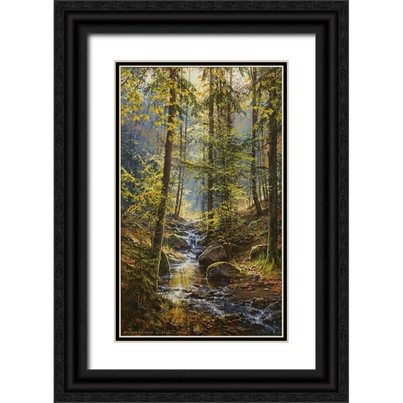 Yushkevich, Viktor 10x14 Black Ornate Wood Framed with Double Matting Museum Art Print Titled - Forest Stream