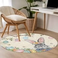 thumbnail image 4 of Easter Round Area Rug 3.3Ft Washable Circle Rugs for Dining Room Table, Spring Grey Bunny Colorful Eggs Tree Butterfly Non-Slip Carpet Floor Mats Indoor Outdoor Carpet Runner Aesthetic Home Decor, 4 of 8