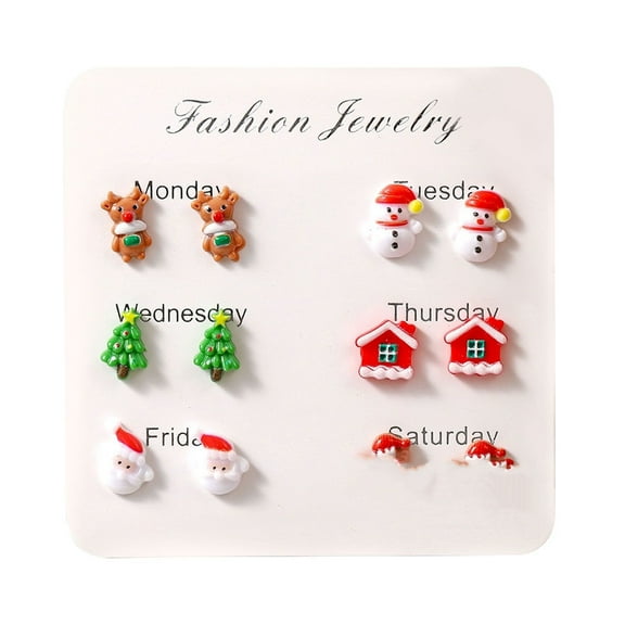 SUSHANG Christmas Cartoon Earrings Christmas Earrings for Women Christmas Tree Snowflake Santa,Earring Set From to Saturday,The for A Friend