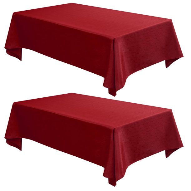 Manteles Ajustables Juego de 2 de Lino Sintético Estilo Arpillera 152x259 cm Rojo