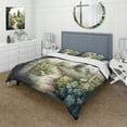 thumbnail image 1 of Designart "Garden Delights at the Cottage I" Landscape & Nature Bedding Covert Set - Farm Green Landscapes Bed Set With 2 Shams, 1 of 6