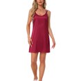 thumbnail image 2 of INSPIRE CHIC Women's Satin Slip Sleepdress Silky V-Neck Chemise Nightgown with Double Spaghetti Straps for Lounging S Wine, 2 of 6