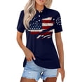 thumbnail image 2 of 4Th of July T-Shirts Shirt Patriots Short Sleeve Polo Shirts for Women 250 Year Freedom American Anniversary - Fashion Polo Shirt Festival Shirt Independence Day commemoration Top Navy M, 2 of 5