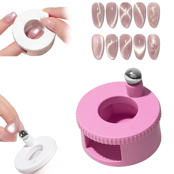 Rotating Cat's Eye Magnet, 2026 New Automatic Glass Bead Suction Of Cat Eye Nail, Cat Eye Magnet for Nails, Glass Bead Nail Magnet Spinner, Gel Nail Polish Magnetic Tools