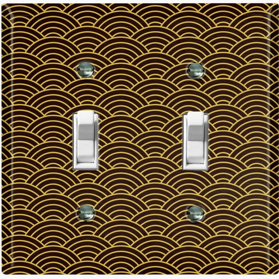 Metal Light Switch Plate Cover Japanese Sea Wave Pattern Black Wallpaper WAL019