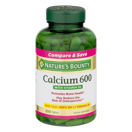 Nature's Bounty calcium 600 avec de la vitamine D3 Compléments alimentaires Comprimés, 250 count