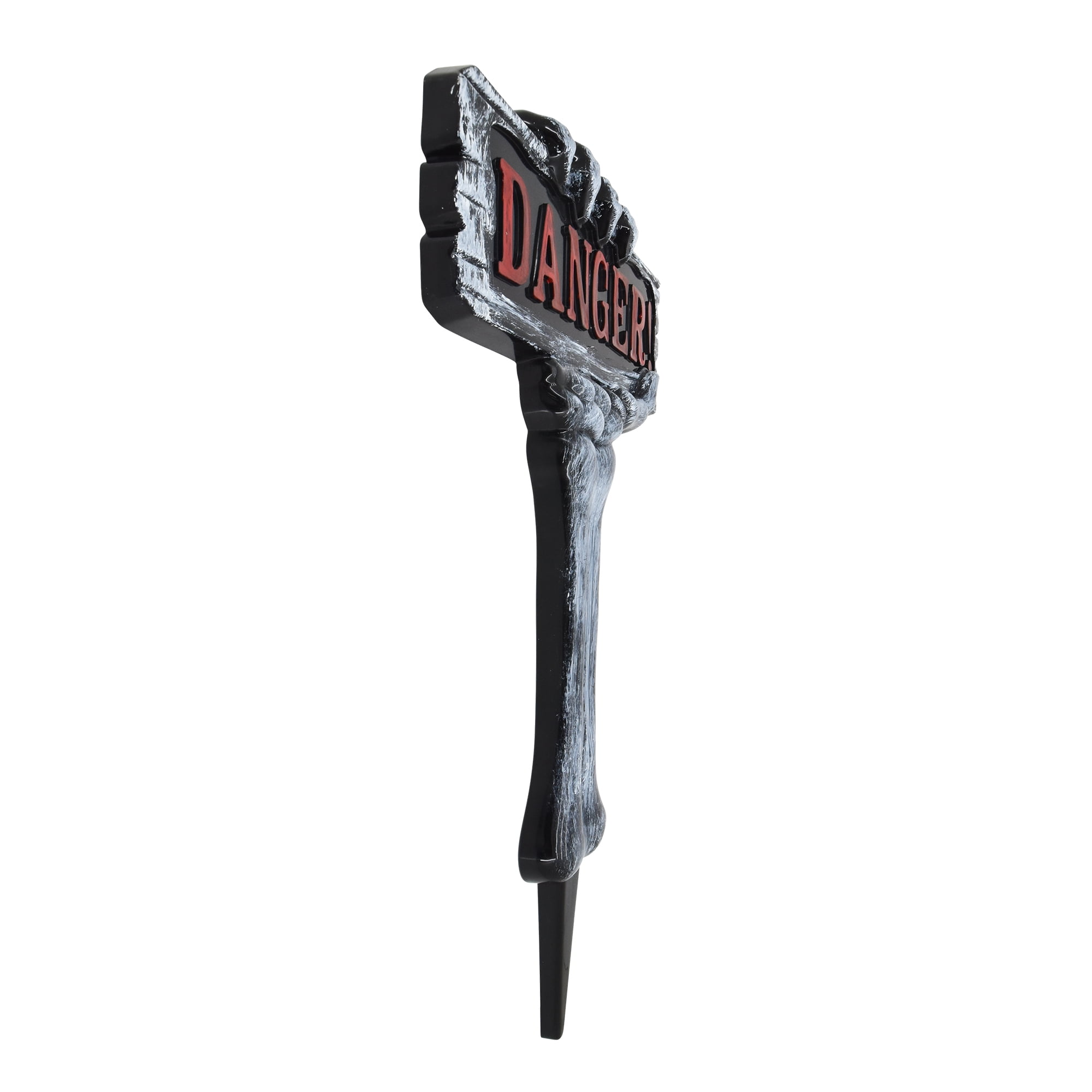 Piquet de jardin en plastique représentant une main de squelette pour Halloween, décorations d'extérieur, par Façon de célébrer <ul><li>Façon de célébrer Halloween sur le piquet de danger de la main du squelette</li><li>Décor extérieur sur le piquet de la cour d'Halloween</li><li>Le design présente une main de squelette tenant une pancarte indiquant « danger ! »</ li></ul>