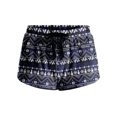 thumbnail image 4 of Women's Soft Stretch Flannel Christmas Print Drawstring Pajama Shorts With Side Pockets, Navy Blue, M, 4 of 4