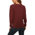 thumbnail image 5 of UKAP Women V Neck Buttons Sleeve Knitwear Lady Long Sleeve Soft Basic Knit Lightweight Fall Pullover Sweater Plus Size, 5 of 5