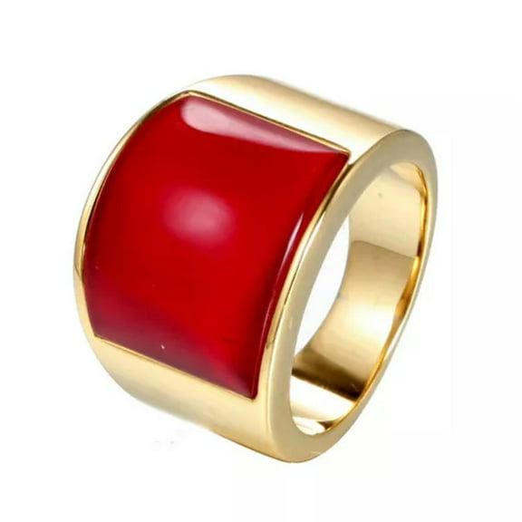 18MM Gold Bands 11 Color Stones Stainless Steel Men's Engagement Ring Size 7-12