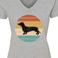 thumbnail image 4 of Inktastic Dachshund Dog Retro Sunset Women's V-Neck T-Shirt, 4 of 5