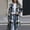 Blue, variant on Women's Plaid Long Coat Open Front Lapel Collar Casual Winter Warm Outerwear with Pockets Button Down Full Length Jacket