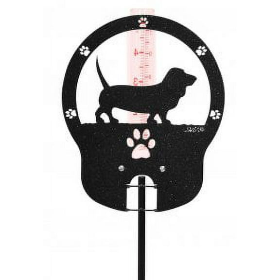Basset Hound Rain Gauge Black